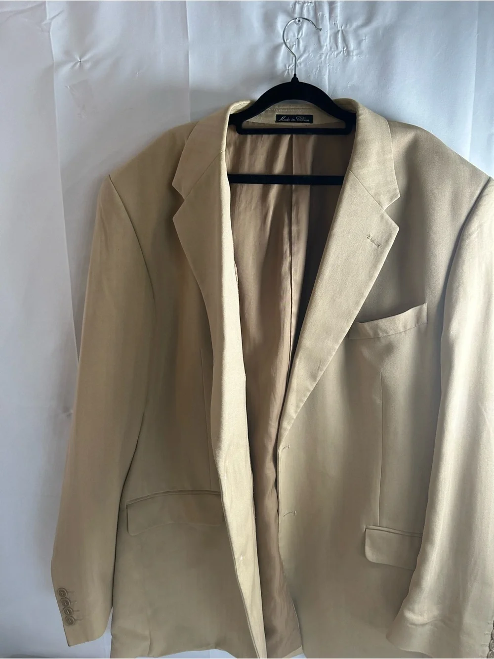 Men's Beige Blazer - Classic Single-Breasted Suit Jacket with color f(fade)